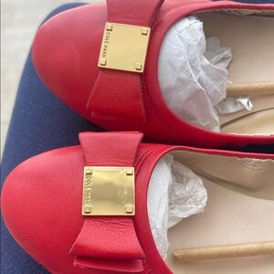 Cole Haan Red Loafers with Gold Detail